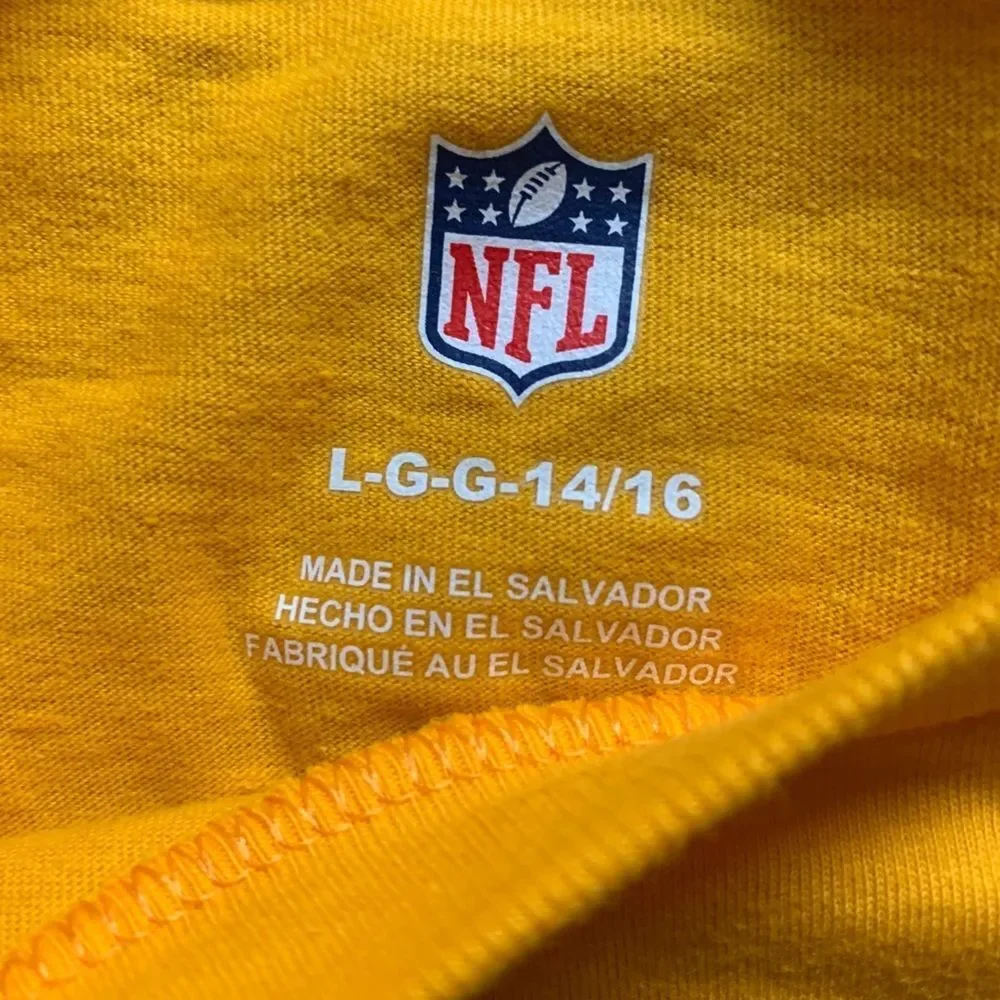 NFL Green Bay Packers Kids T-Shirt Yellow Go Pack Go Boys Size 16 Youth Tee - Picture 4 of 8